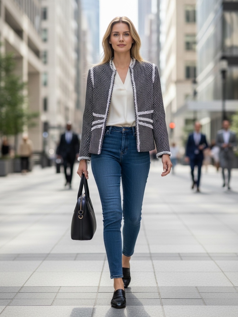 Spenser Jeremy Black and Cream Textured Blazer
